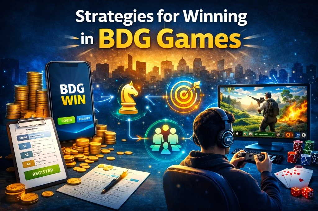 Strategies for Winning in BDG Games — gamer with BDG Win login, register, and strategy icons